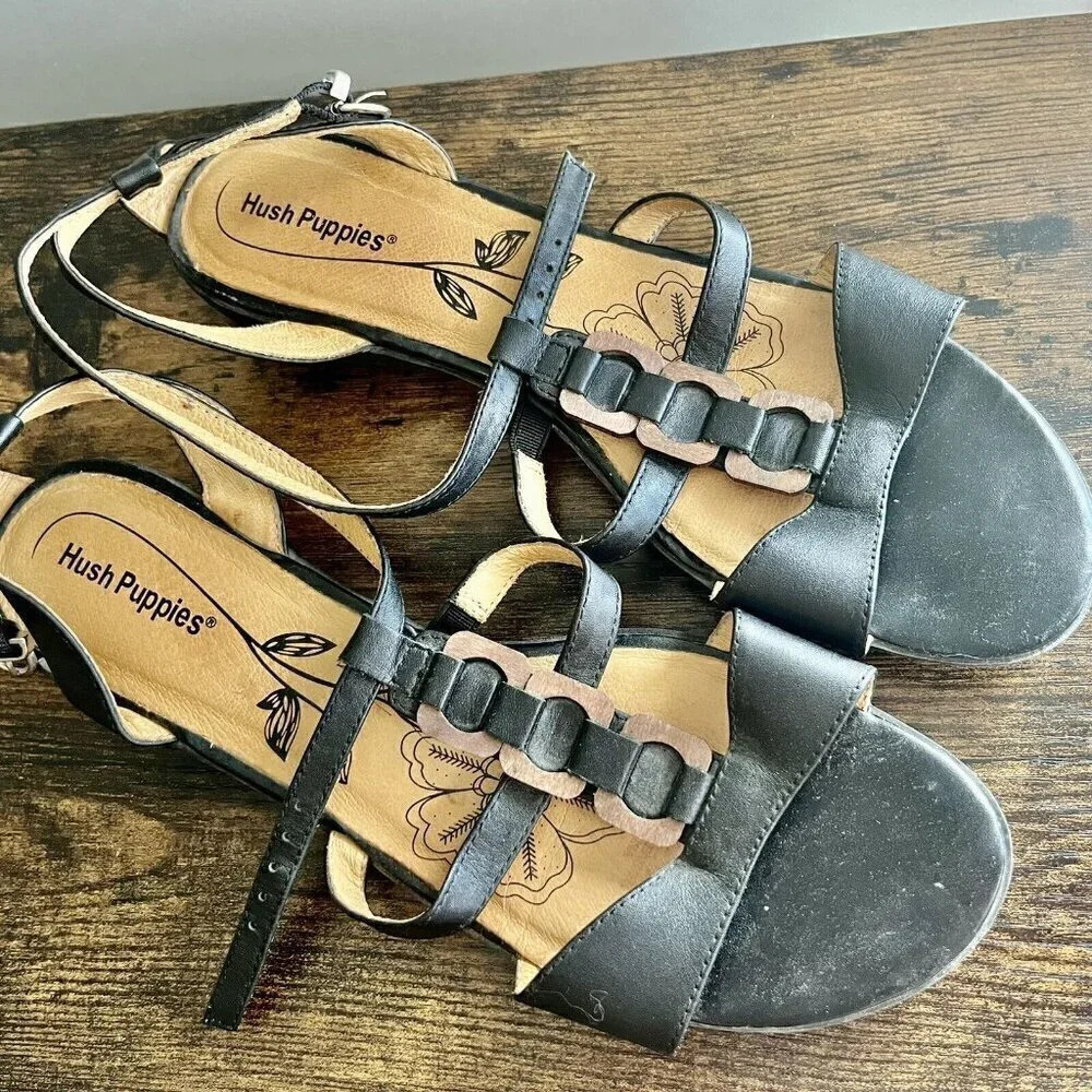 Hush Puppies| Womens Brown Leather Sandals Size 40/US 9